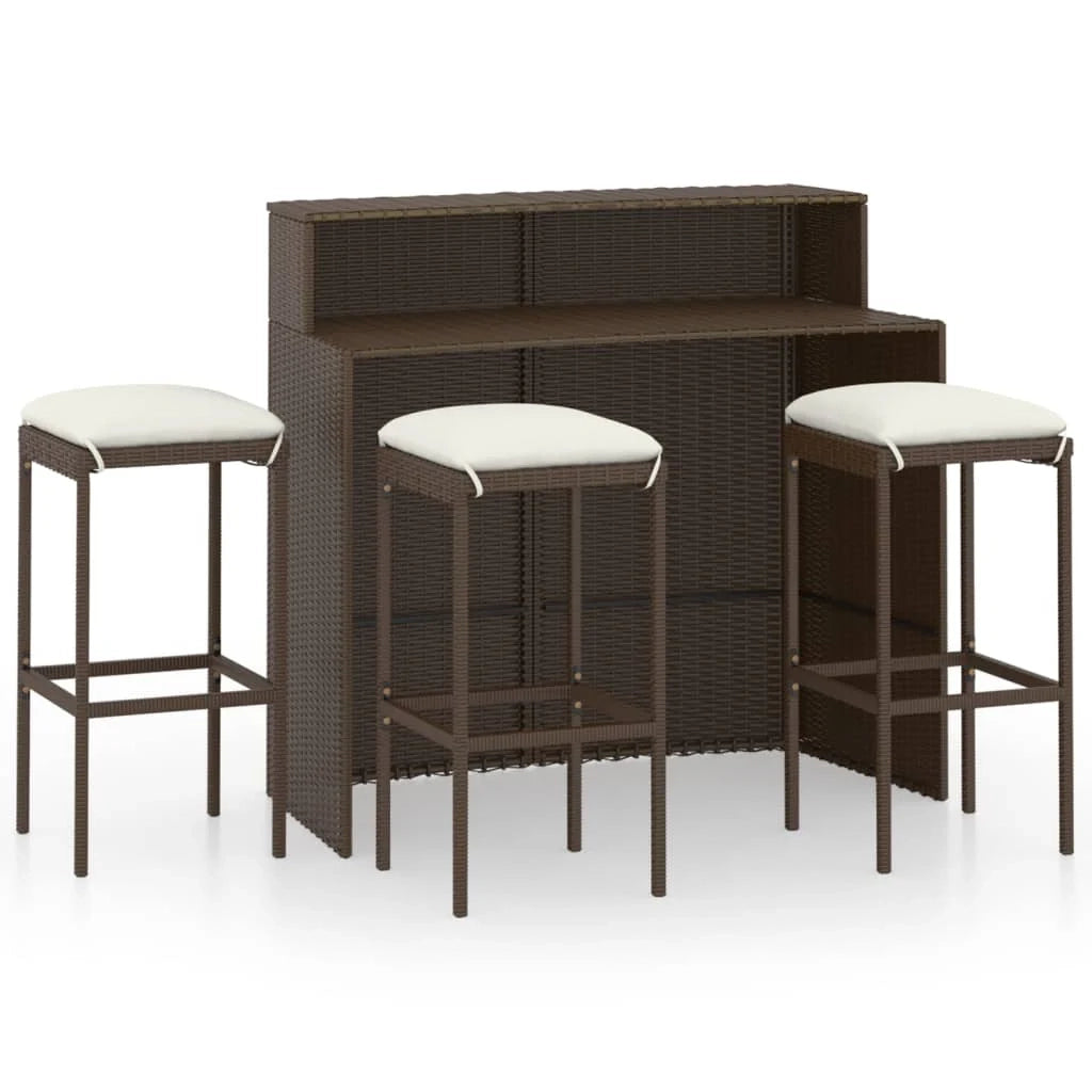 Set da bar da giardino marrone da 4 pezzi con cuscini 02_0013459