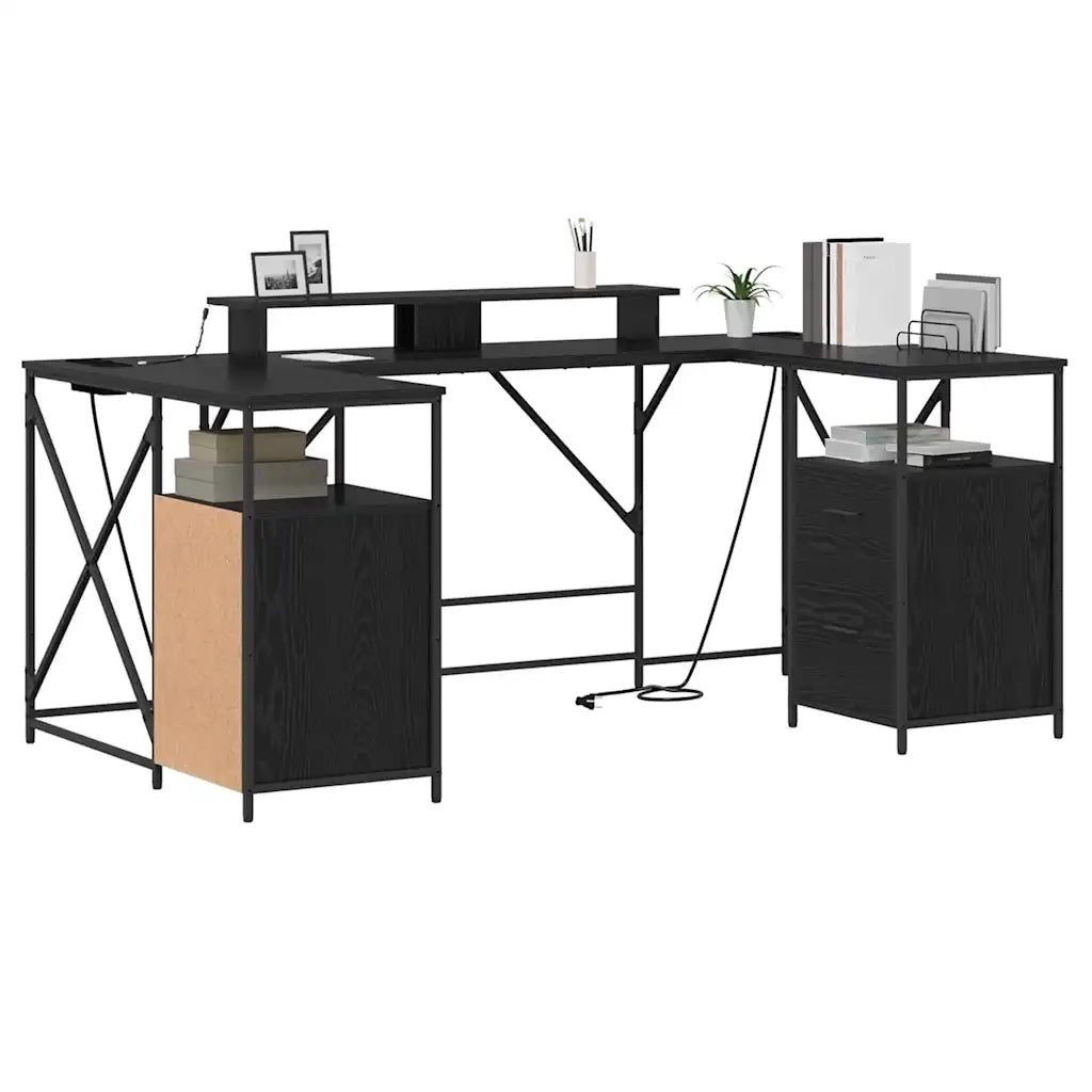 Scrivania | Tavolo da Ufficio Rovere Nero 182 x 101 x 87,5 cm Legno multistrato