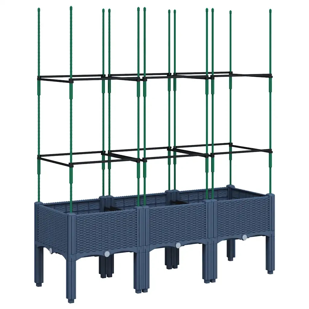 Fioriera Giardino con Traliccio-Vaso da Esterno-Contenitore per Piante Grigio Blu 120x40x142,5 cm PP