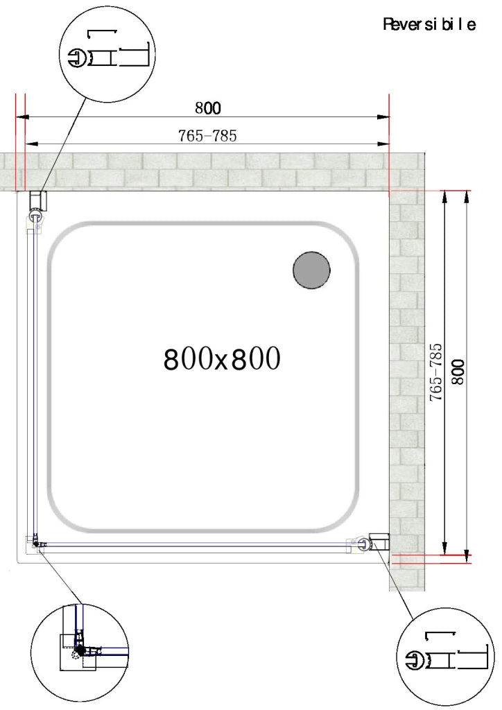 Box Doccia Doppio Battente Angolare Vetro Temperato 8 mm Easy-clean Reversibile 76,5-78,5 x 76,5-78,5 H 200 cm