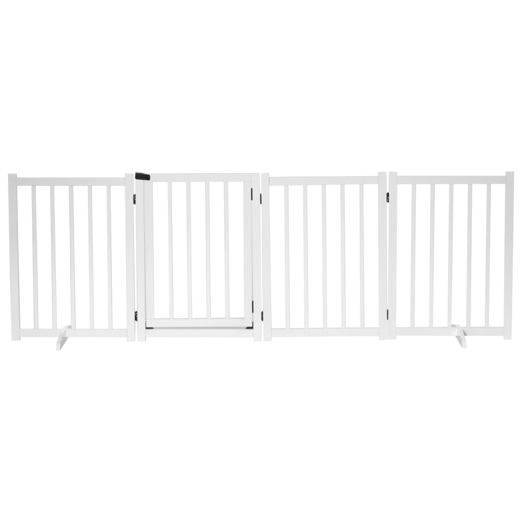 Barriera per Cani Pieghevole con Porta e Chiusura di Sicurezza ¨C zephmum ¨C Bianco 237.5x36x80 cm
