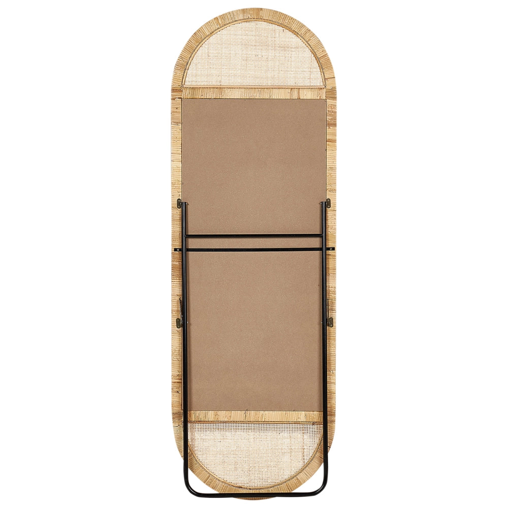 Specchio da terra in rattan naturale 150x50 cm stile boho salotto camera da letto