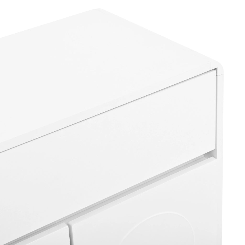 Sideboard 140x38x89 cm con 2 cassetti e 4 ante; MDF; bianco