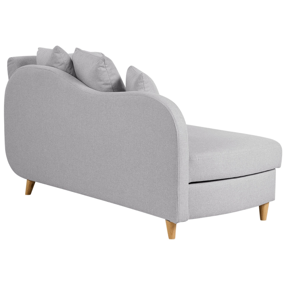 Chaise Longue in tessuto grigio chiaro lato destro con contenitore stile moderno soggiorno