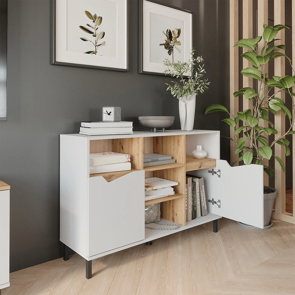 Vicco Credenza Bianco/Artisan 120 x 81.3 cm con 2 porte