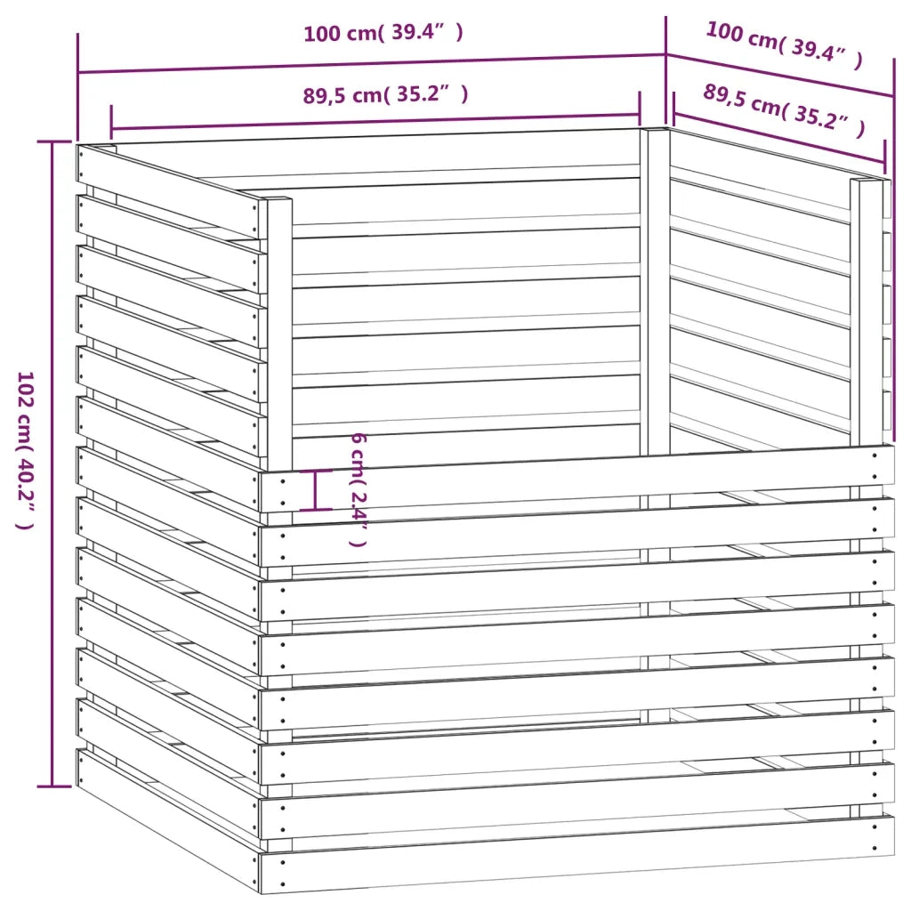 Compostiera 100x100x102 cm in Legno Massello di Pino 822192