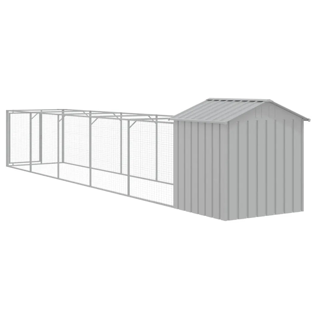 Casetta Cani Tetto Grigio Chiaro 117x609x123 cm Acciaio Zincato 3189065