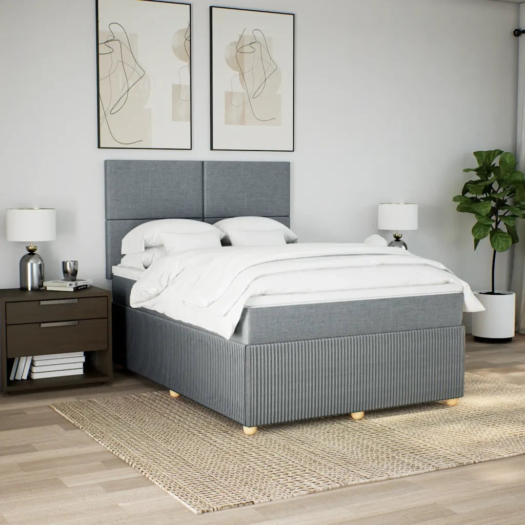 Giroletto a Molle con Materasso Grigio Chiaro 140x200cm Tessuto