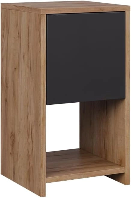 Comodino Evo, Quercia dorata/antracite, 30 x 55 cm con 3 cassetti