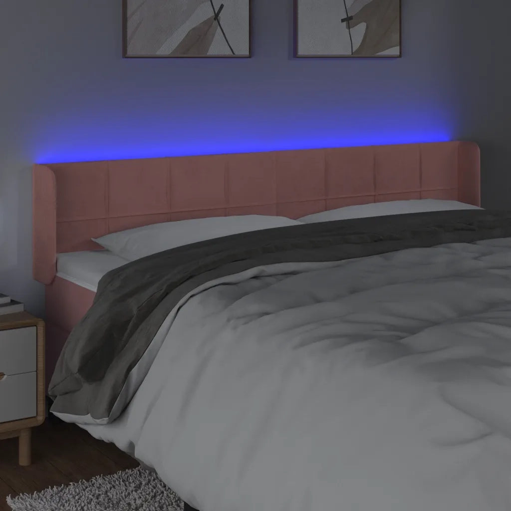 Testiera a LED Rosa 203x16x78/88 cm in Velluto 3123307