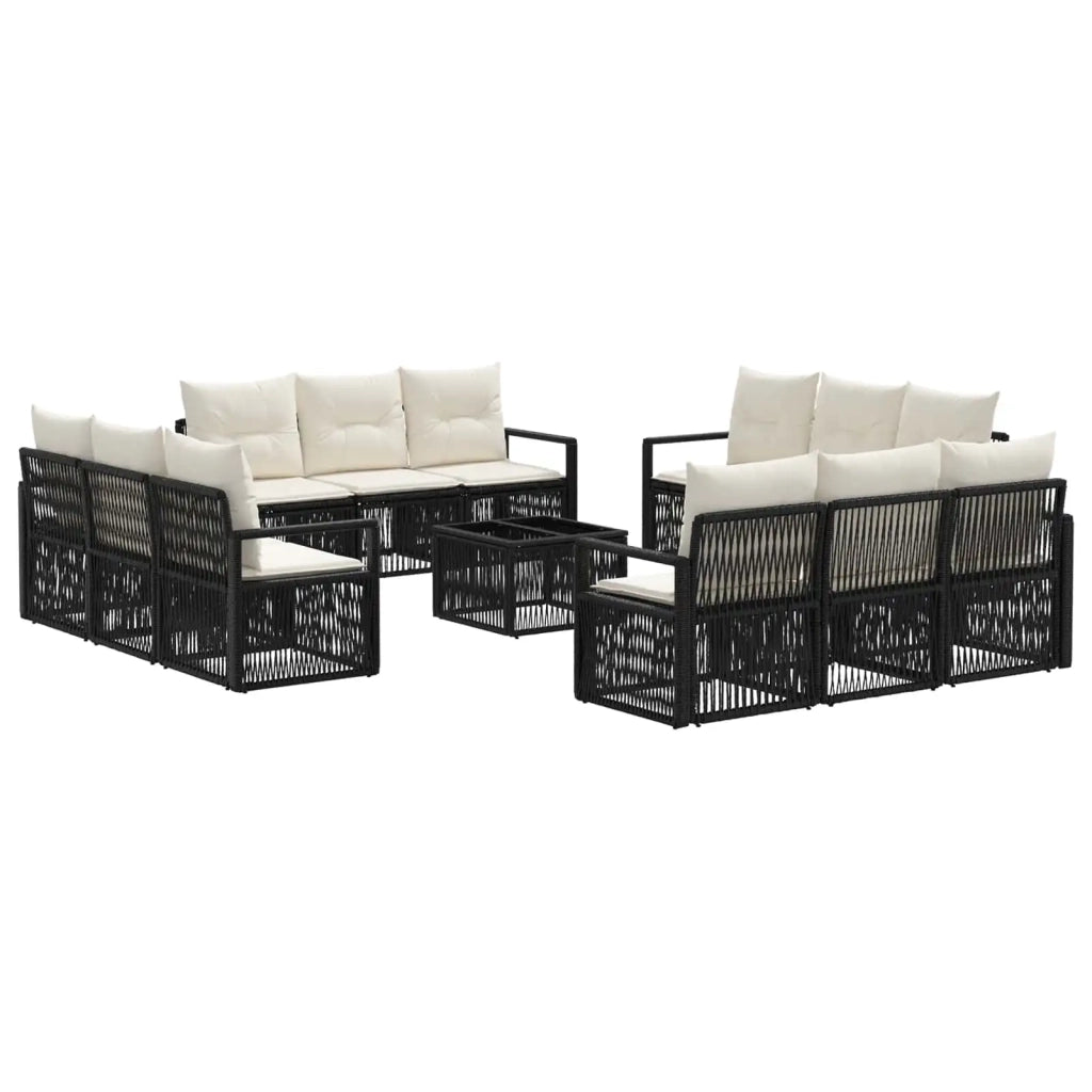 Set Divano da Giardino 13 pcs Nero polyrattan
