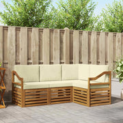 Set divani 4 pcs Naturale e Crema Legno di Acacia Massello
