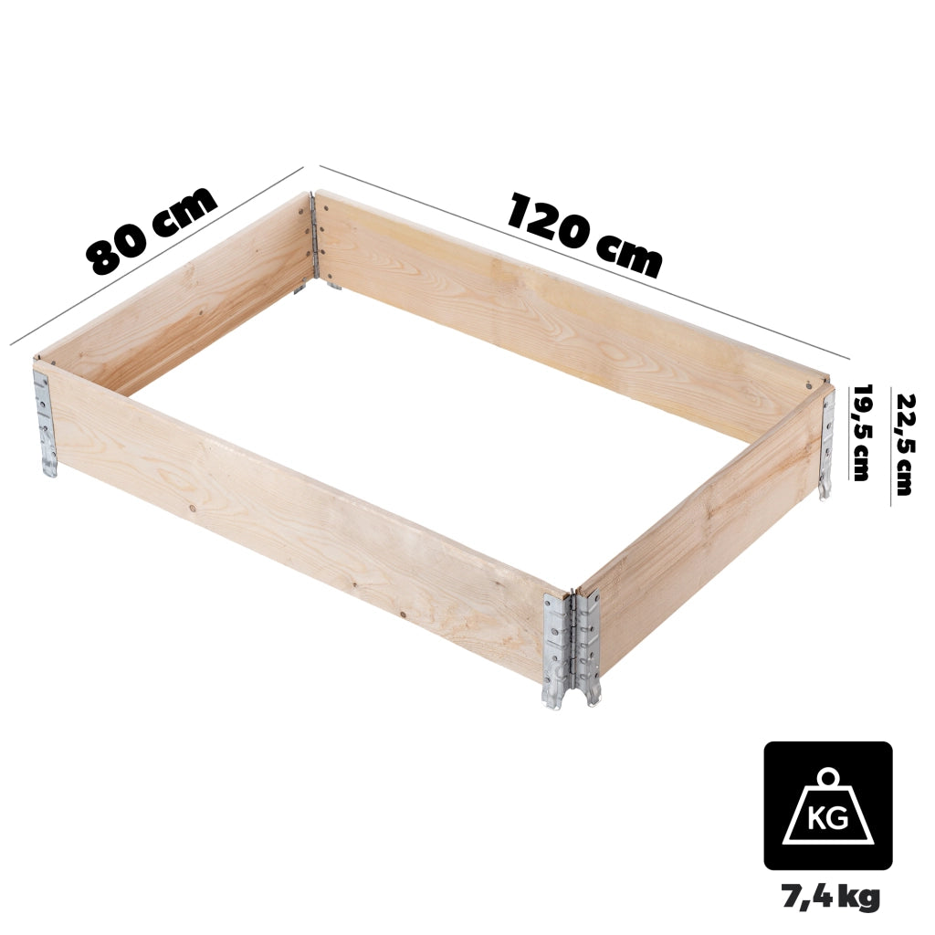 KADAX Prolunga per pallet in legno 120 x 80 cm Contenitore per erbe aromatiche