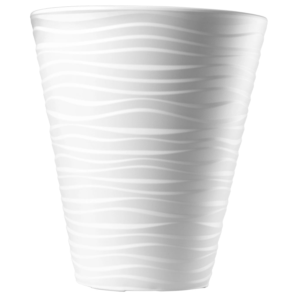 Vaso da fiori KADAX 35 cm con coperchio e inserto, in plastica bianca.
