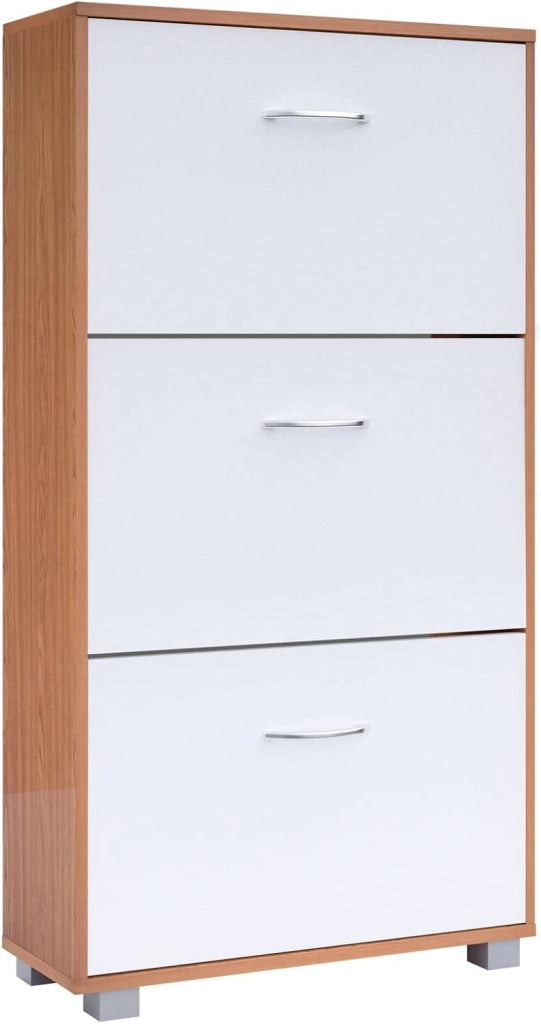 Scarpiera Mobile per Scarpe Legno Faggio 3 Scompartimenti 115x60x24 cm Scaffale Salvaspazio