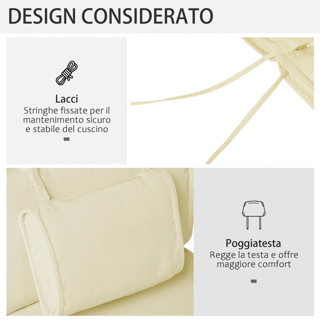 Cuscino per lettino prendisole ¨C zephmum ¨C 198x53x5cm bianco crema