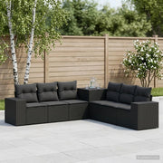 Set di divani 7 pz Nero Rattan sintetico e Acciaio 3448834