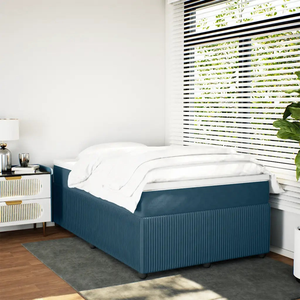Giroletto a Molle con Materasso Blu Scuro 120x200 cm in Velluto