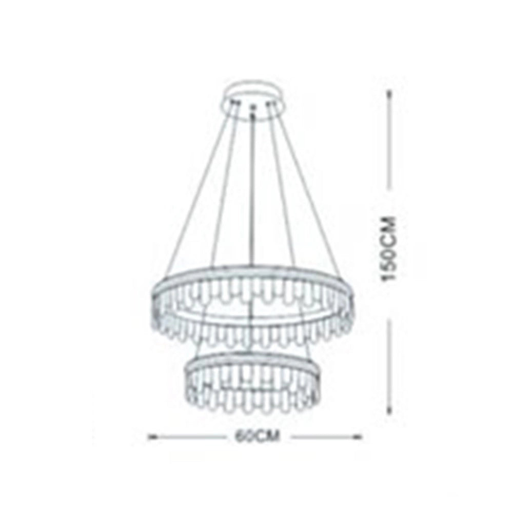 Trade Shop - Lampadario Led A Sospensione Oro 72w 2 Cerchi Con Cristalli 3 Colori Luce Lp-55-3c -