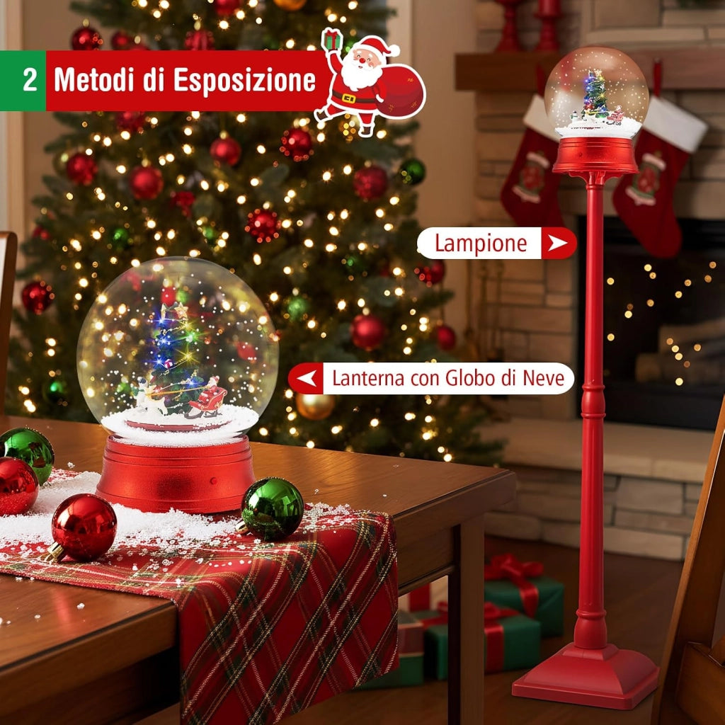 150 CM Lampione Natalizio Musicale, Lampada Festiva con Lanterna a Globo di Neve Attivata dal Suono, Albero di Natale, Babbo Natale, Soldato e Scatole Regalo (Modello 3)