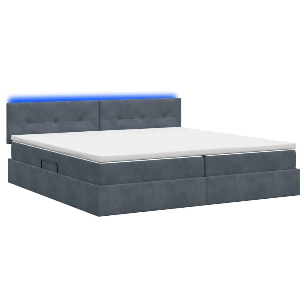 Letto con contenitore LED e materasso Grigio Scuro 200 x 200 cm 3459271