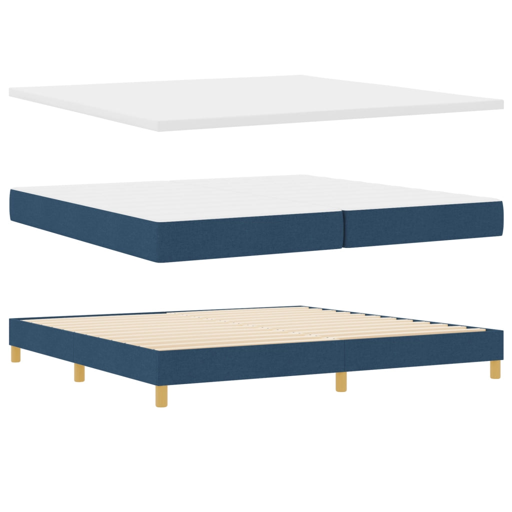 Letto Box Spring con Materasso Blu 200x200 cm Tessuto