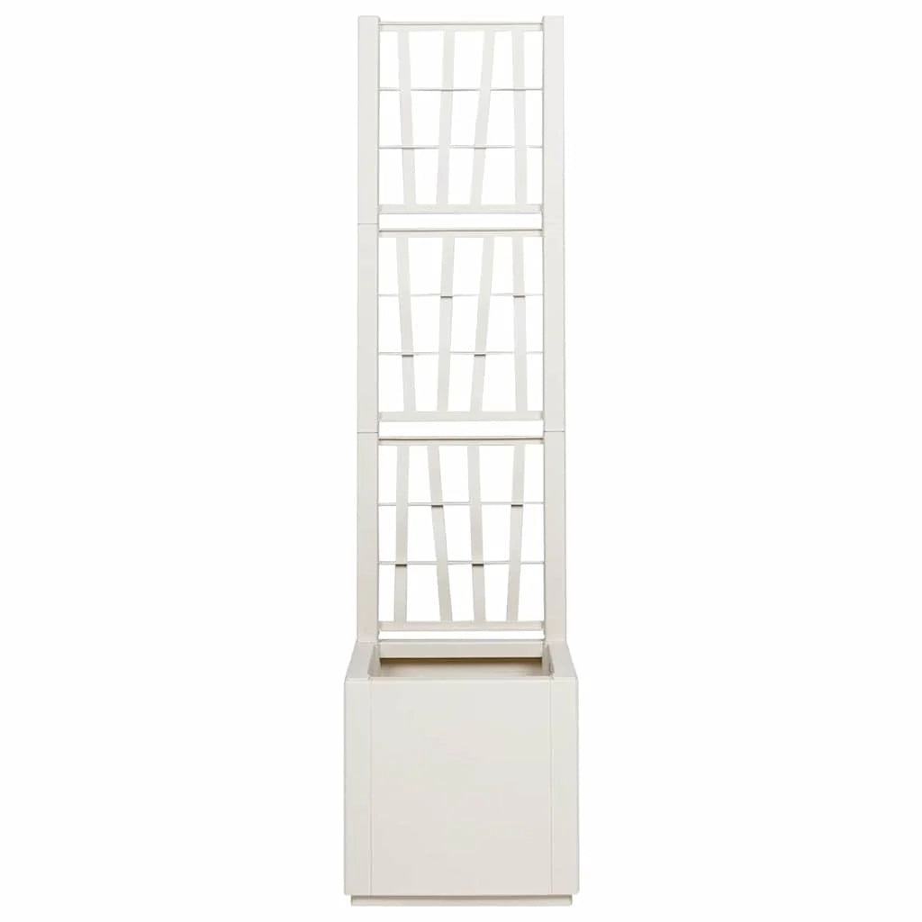 Fioriera da giardino alta e dal design moderno per interni ed esterni 36 x 36 x 140 cm in polipropilene bianco 02_0058835