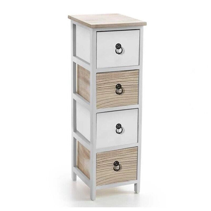 CASSETTIERA IN LEGNO CON 4 CASSETTI COLORE BIANCO E NATURALE 26 X 32 X 80 CM