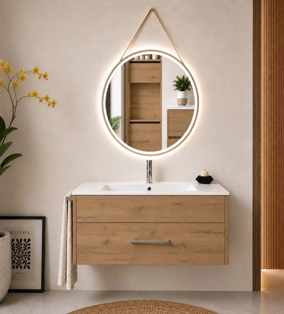 Mobile bagno con lavabo ORIGENBATH FLORENCIA senza specchio 70x45 cm estepa con colonna
