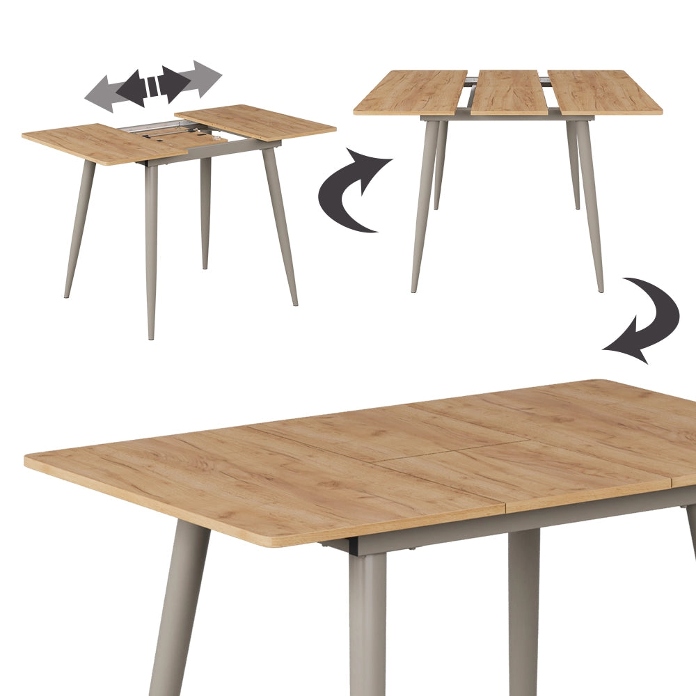 Vicco tavolo da pranzo allungabile Rovere Goldkraft/Grigio 80 x 70 cm Estensibile