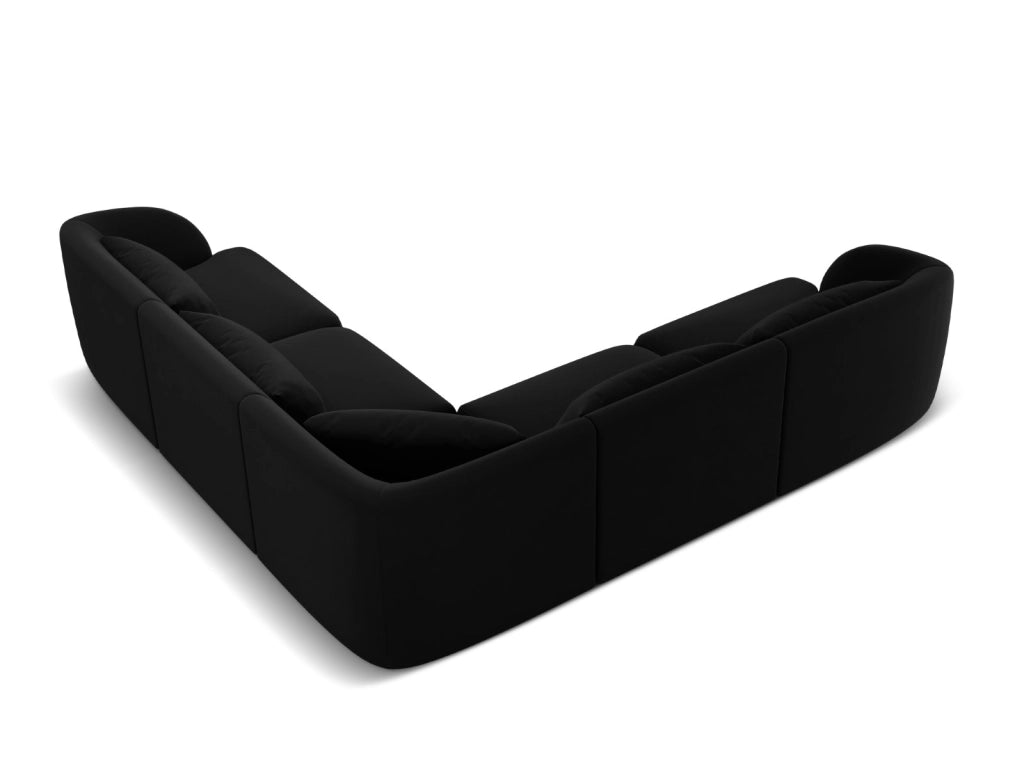 Cosmopolitan Design - Divano angolare reversibile "Tulum" 5 posti in velluto nero 