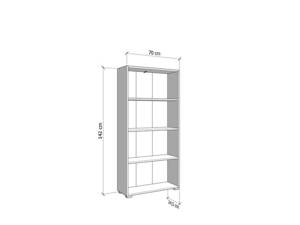 Biblioteca Prisco, Libreria 3 Ripiani, 70x24.5x142h cm Marrone Rovere Grigio