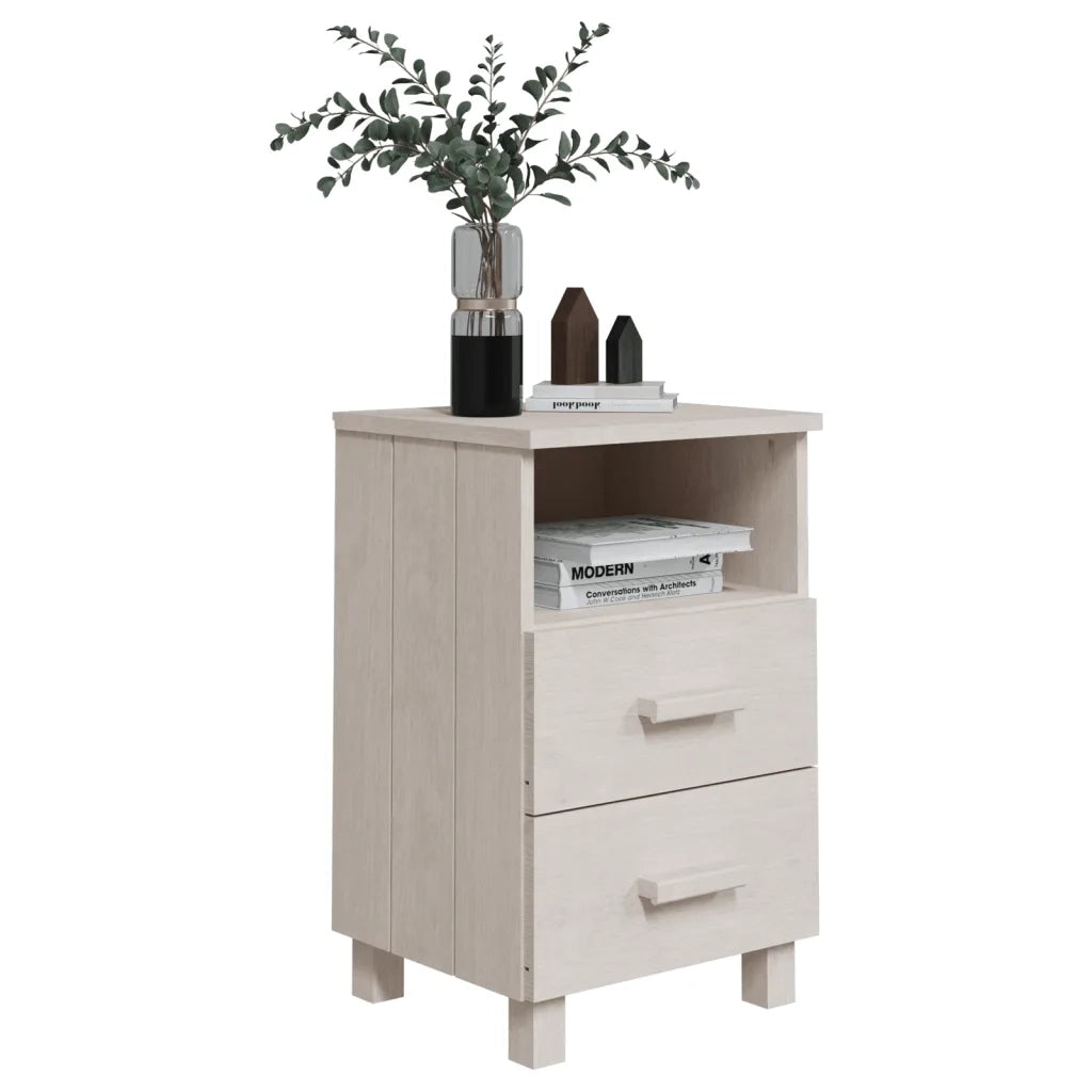 Comodini 2 pz Bianchi 40x35x62 cm in Legno Massello di Pino