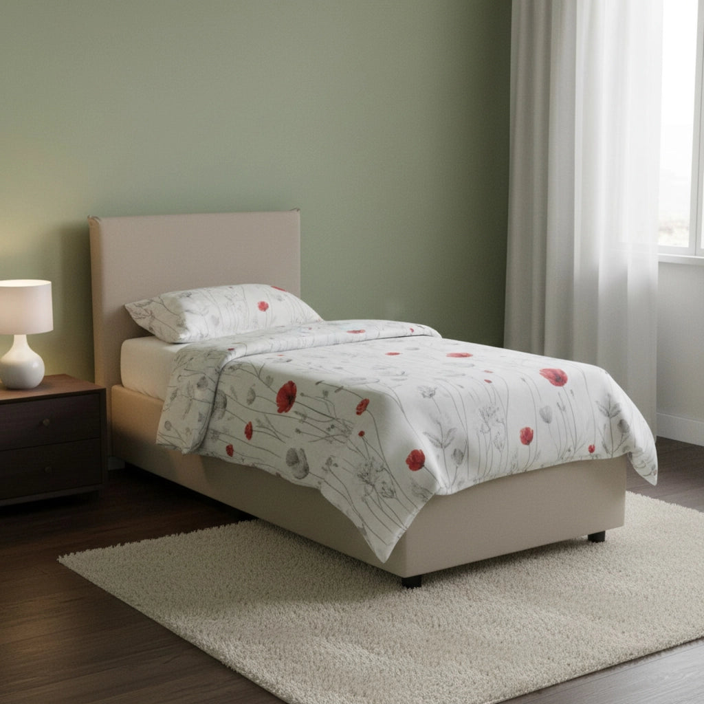 Domnitor, Letto Singolo Materasso Incluso Made in Italy, Grigio Tortora