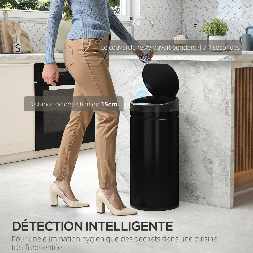 Bidone per cucina automatico 42L ¨C zephmum ¨C acciaio inox nero 30.5x30.5x68cm