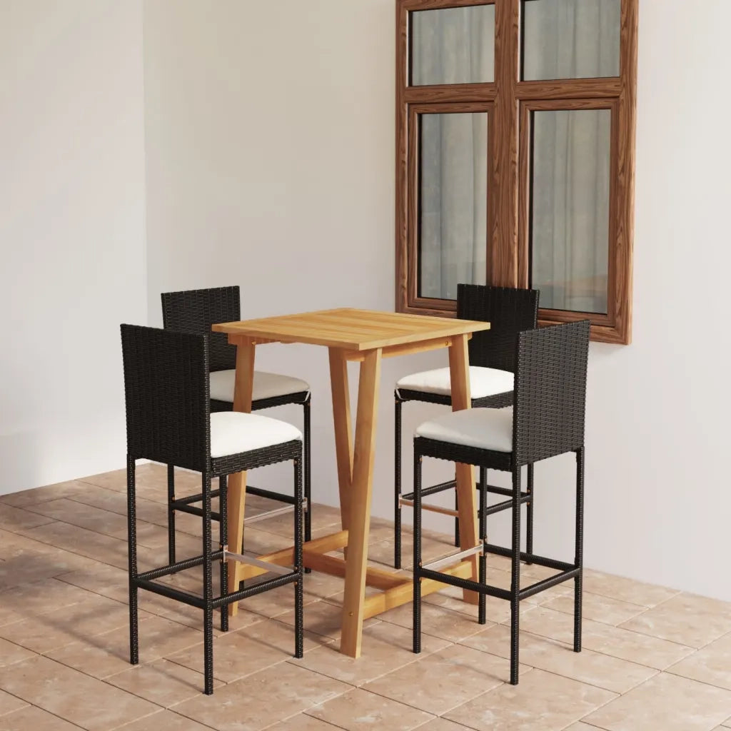 Set da Bar da Giardino 5 pz con Cuscini Nero cod mxl 41389
