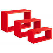 Set 3 Mensole da Parete Trittico Rosso 45x27, 40x22 e 35x17 cm - Sanitec
