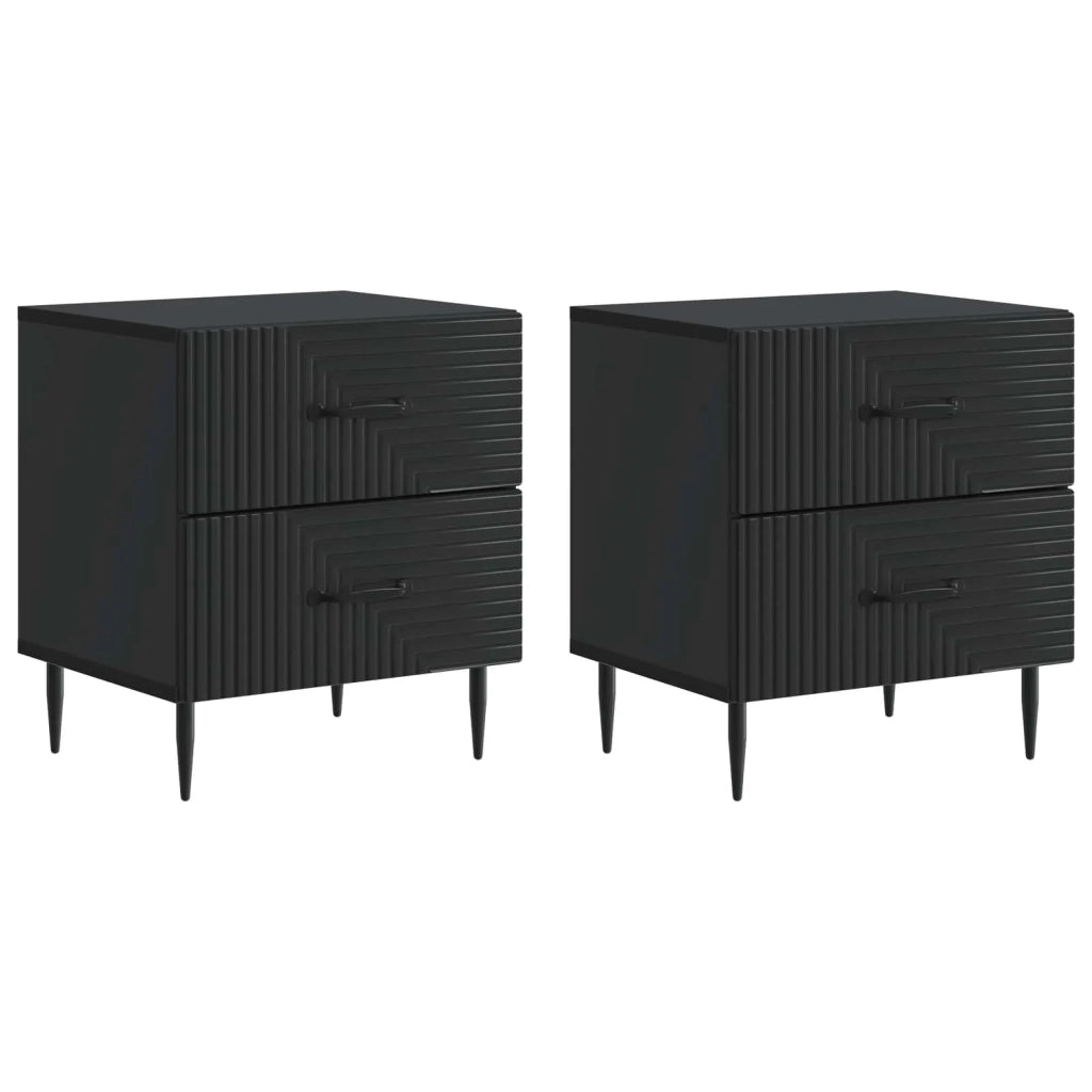 Armadio da Notte con cassetto 2 pcs Nero 43 x 34,5 x 47,5 cm