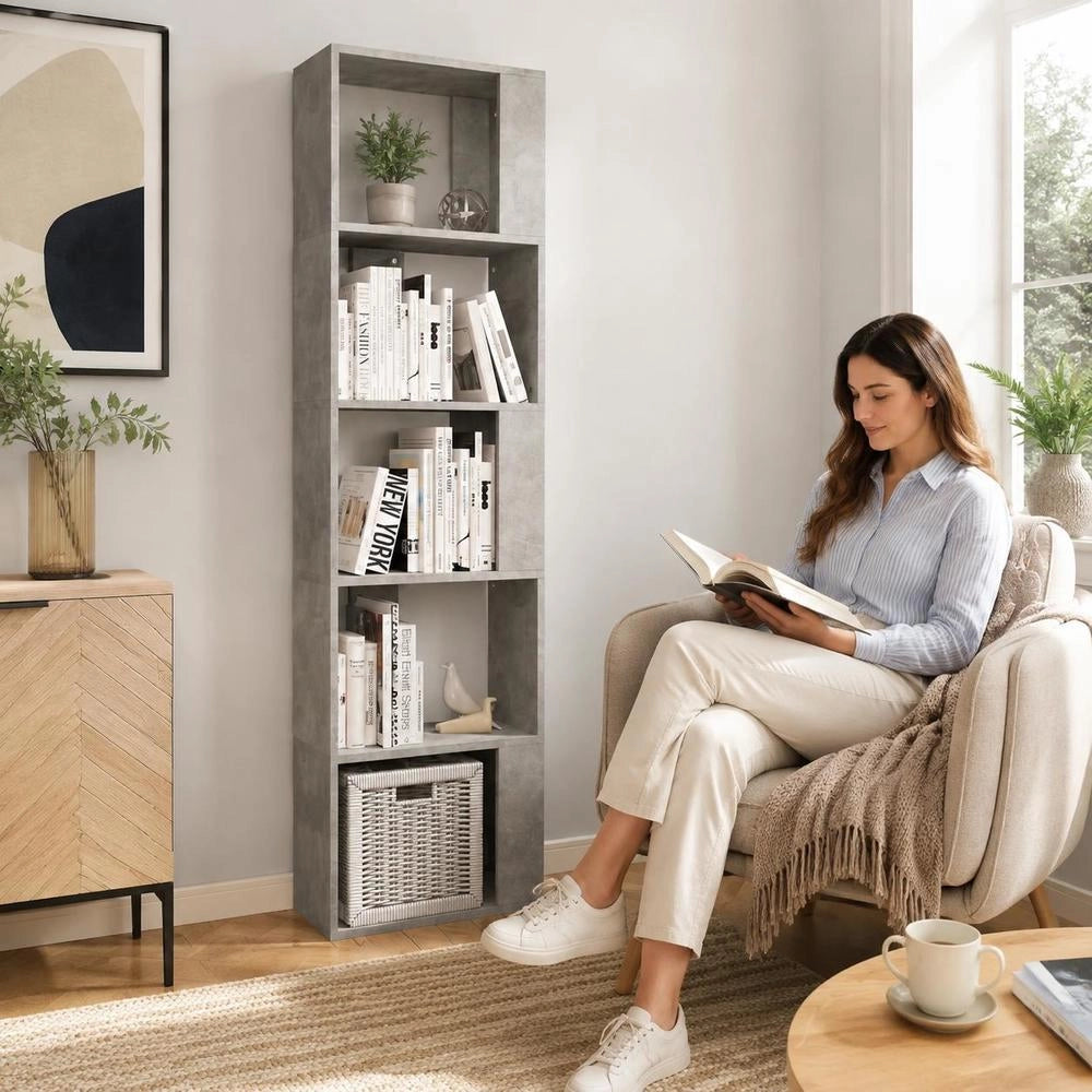 Bookshelf/room Divider, Concrete Grey, 45x24x159 Cm, Wood-based Material