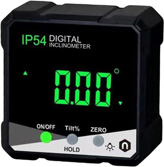 Misuratore angolare digitale magnetico - Goniometro con schermo LCD - Inclinometro preciso - Grado a goniometro - Strumento di misura acqua resistente - Magnetici integrati - Nero