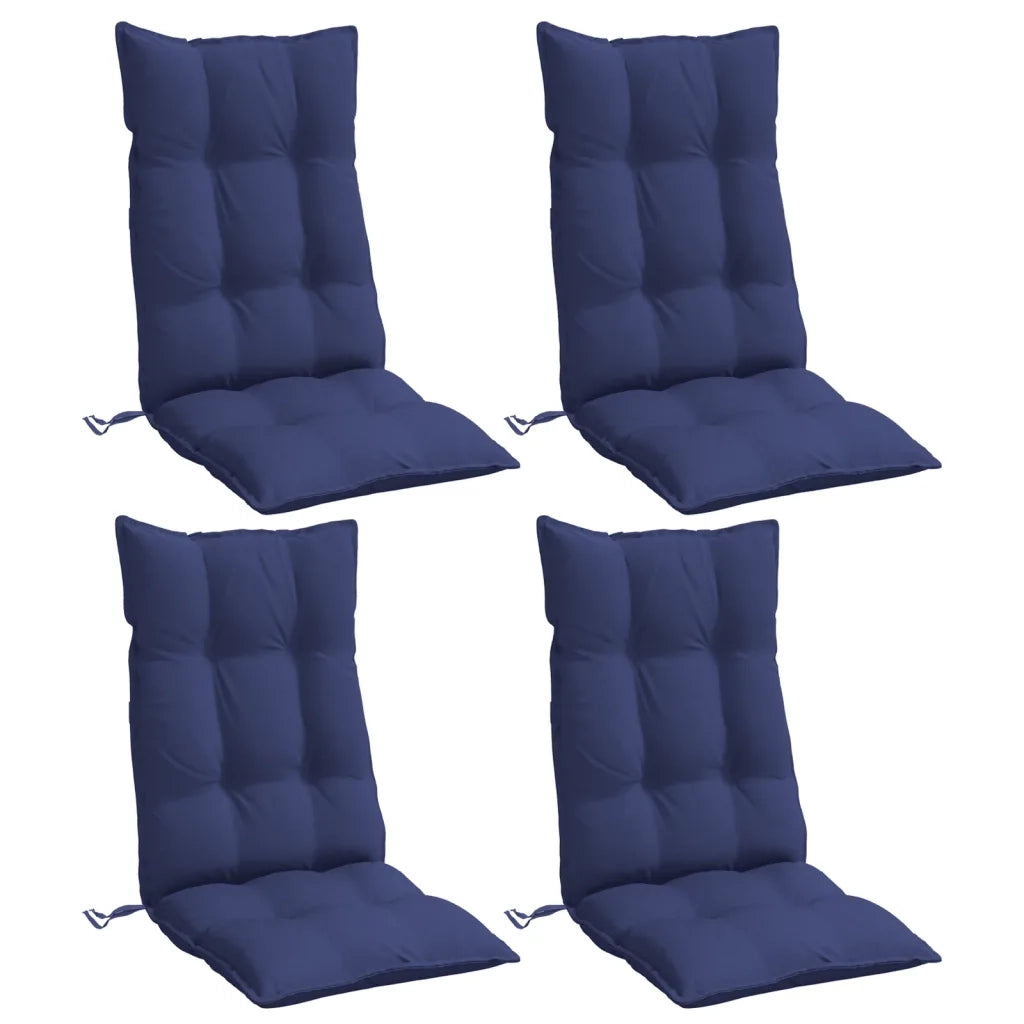 Cuscini Sedia con Schienale Alto 4 pz Blu Marino Tessuto Oxford 377669