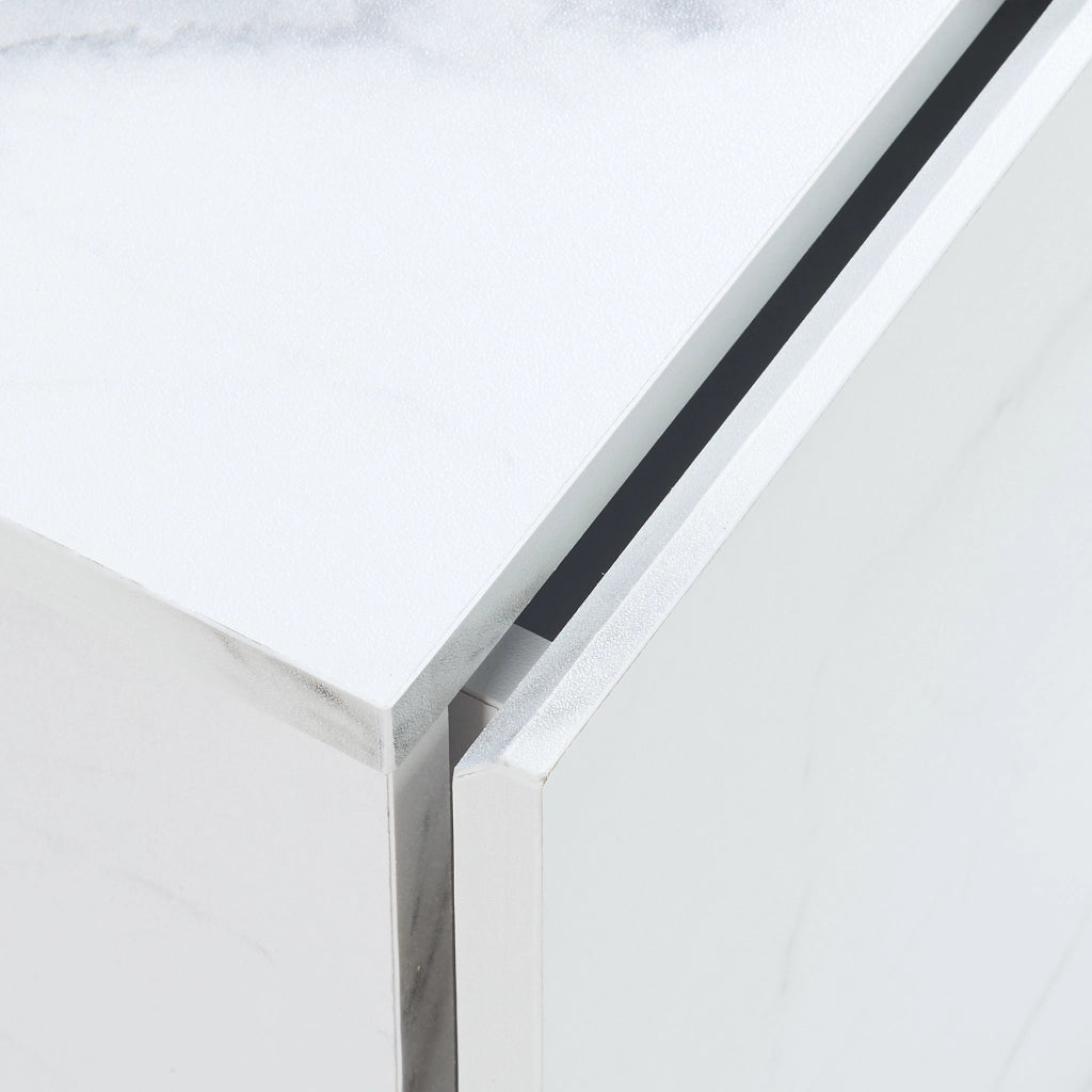 Comodino da Parete Ampfing con 2 Cassetti 40x29x30 cm Effetto Marmo Bianco [en.casa]
