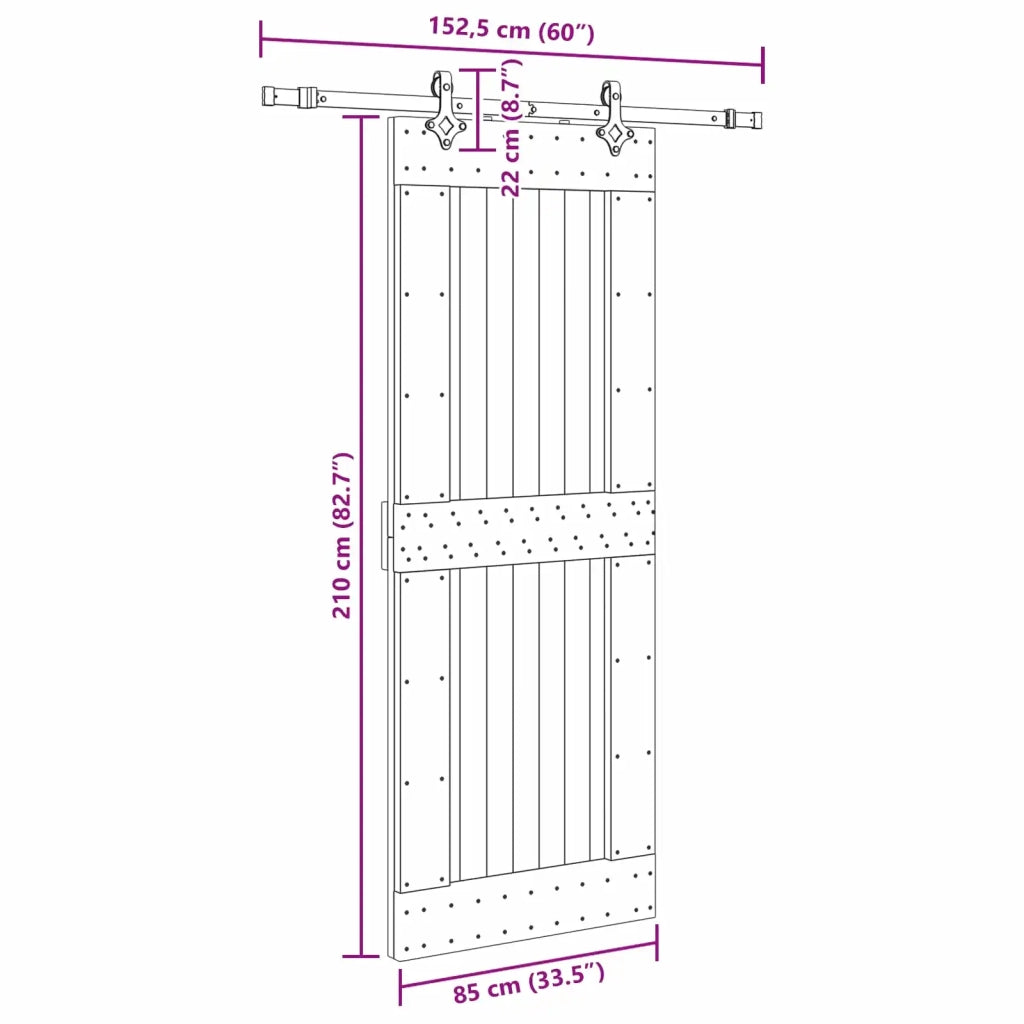 Porta scorrevole NARVIK Naturale e Nero 85 x 210 cm (152,5 cm) 3445325