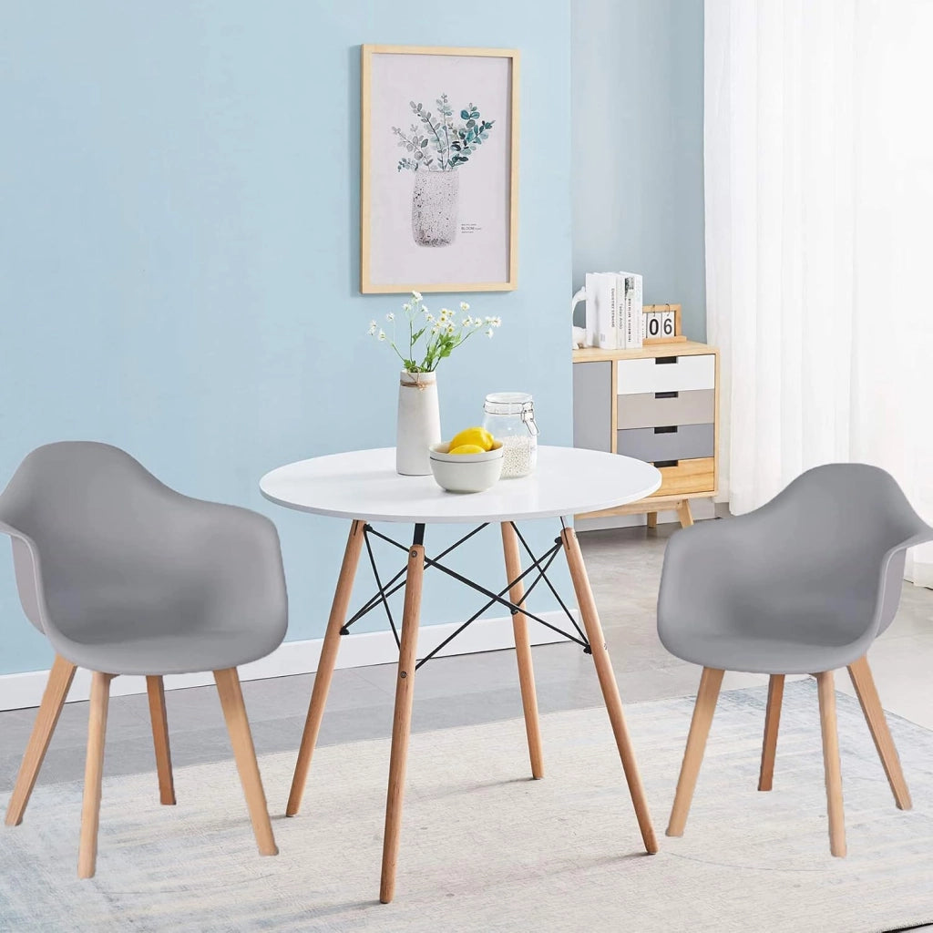 Set di 6 Sedie da Sala da Pranzo con Braccioli, Sedie da Cucina Stile Moderno Poltrone, Gambe in Legno Massello di Faggio, Grigio