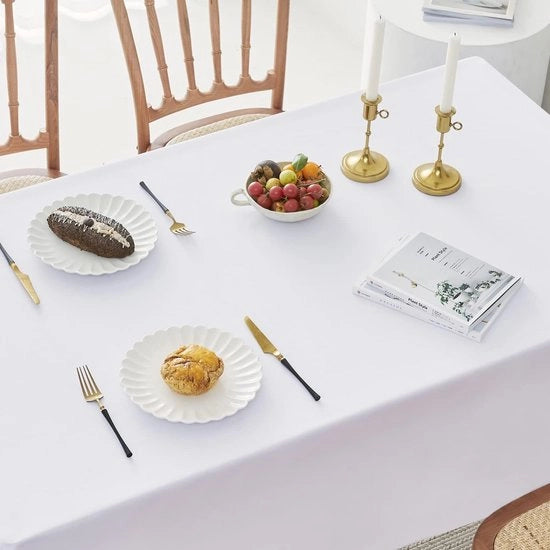 Tappeto da tavolo - Tappeto per tavolo da pranzo - Decorazione festiva - Impermeabile e resistente alle macchie - 150x300 cm - Bianco