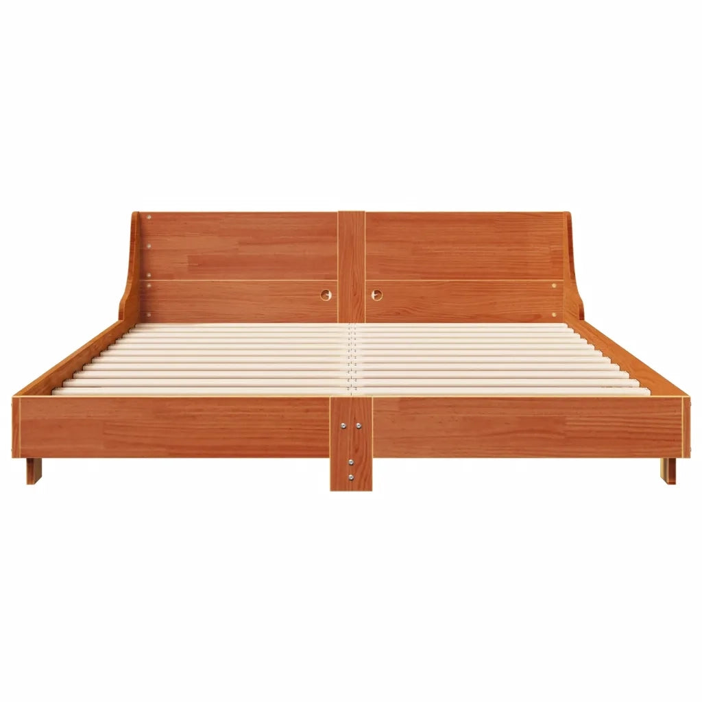 Letto senza Materasso Marrone Cera 135x190 cm in Legno di Pino 850745