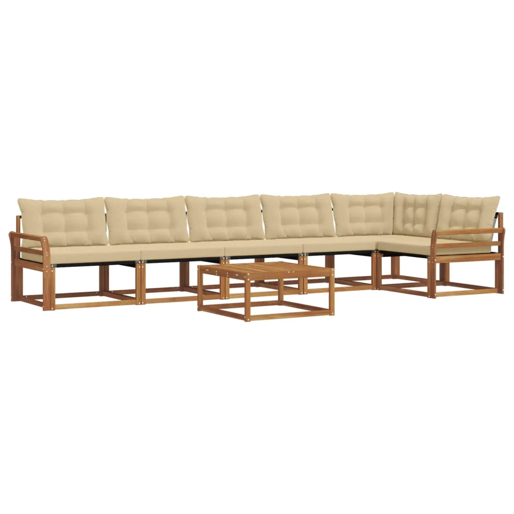 Set di divani da esterno con cuscino 7 pcs Naturale e Beige 3369532