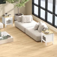 Set 2 Comodini con Cassetto e Ripiano Aperto in Legno, 45x40x55 cm, Bianco e Rovere