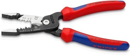 Knipex 13 72 200 ME Pinza Multifunzione per Elettricista Capacita' Spelatura 0,5 - 6 mm Lama Spelacavi Design Ibrido Impugnature Bicomponenti colore Nero Blu Rosso Acciaio inox