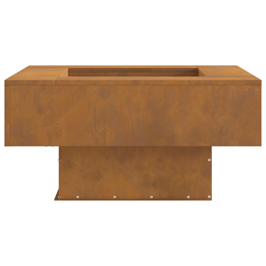 Braciere Quadrato  80x80x40 cm in Acciaio Invecchiato